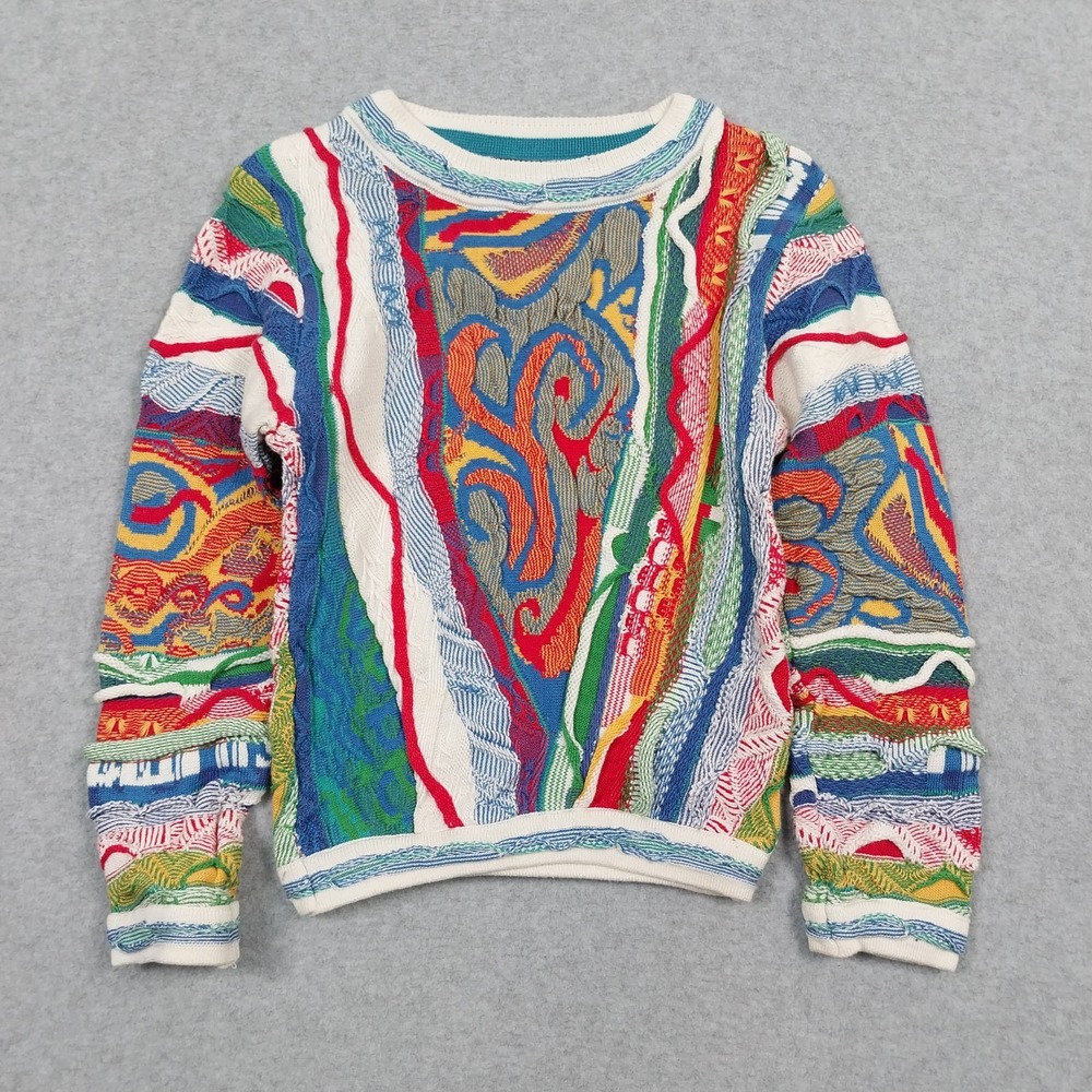 COOGI Sweater Kids 3T Classic Crewneck Thick Chunky 3D Knit Biggie Cosby Bright